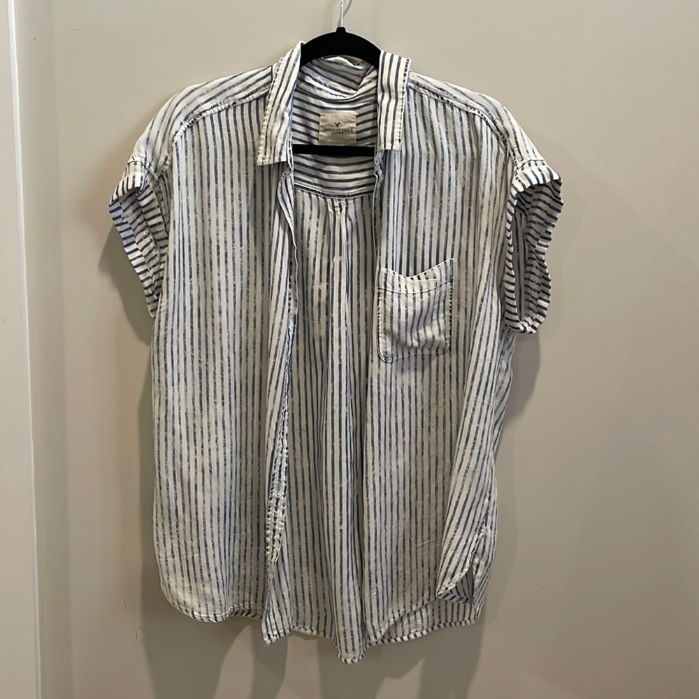 Blue striped AE button up